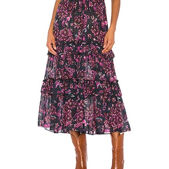 Ulla Johnson Amora Tie Back Floral Ruffle Midi Dress 6 - Picture 13 of 16
